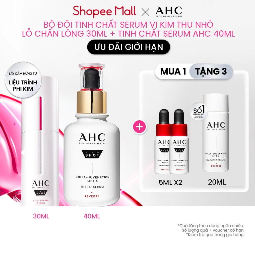Bộ Đôi Tinh Chất Serum Vi Kim Thu Nhỏ Lỗ Chân Lông 30ML + Tinh Chất Serum (chọn loại) AHC 40ML