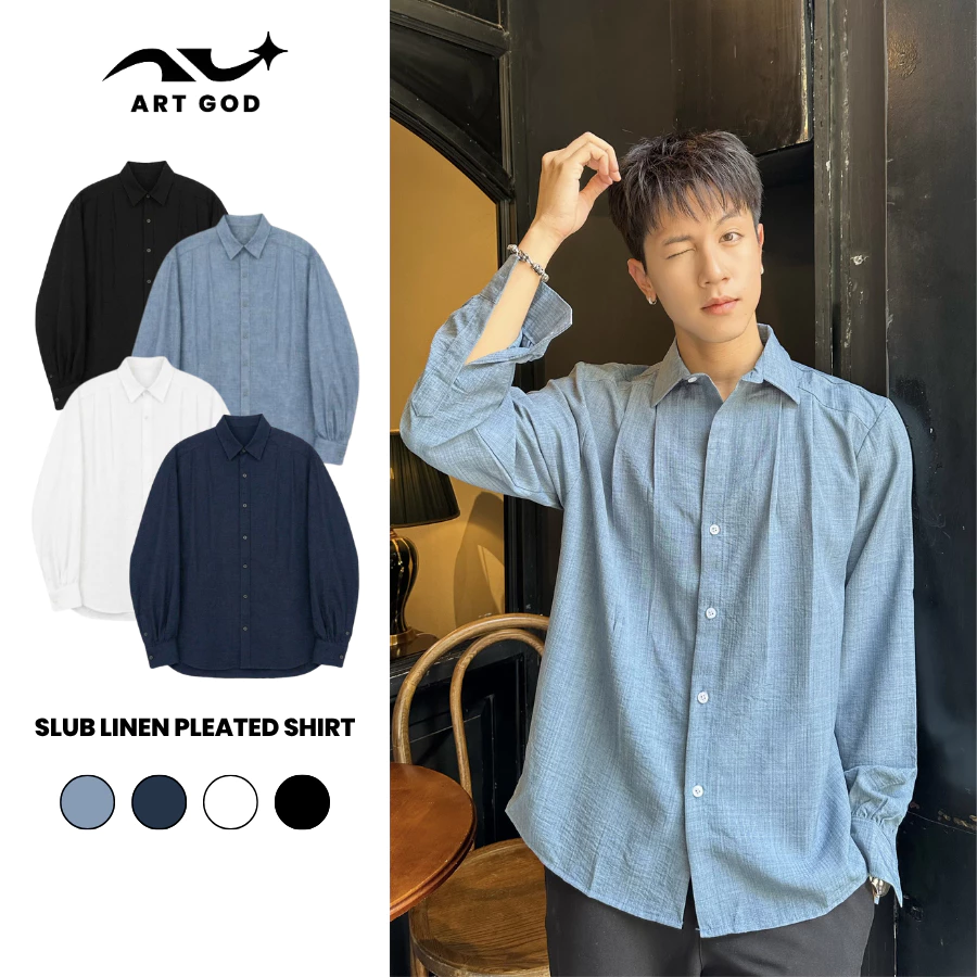 Áo Sơ Mi Đũi Xước Xếp Ly Cao Cấp Form Regular Phong Cách Đơn Giản Thanh Lịch Unisex Nam Nữ ARTGOD HMA099