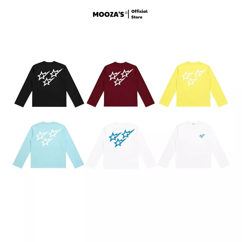 Mooza Studio Áo Thun Tay Dài Form Oversize Cotton 100% - Unisex Nam Nữ Local Brand Chính Hãng/Sao Sao Sao
