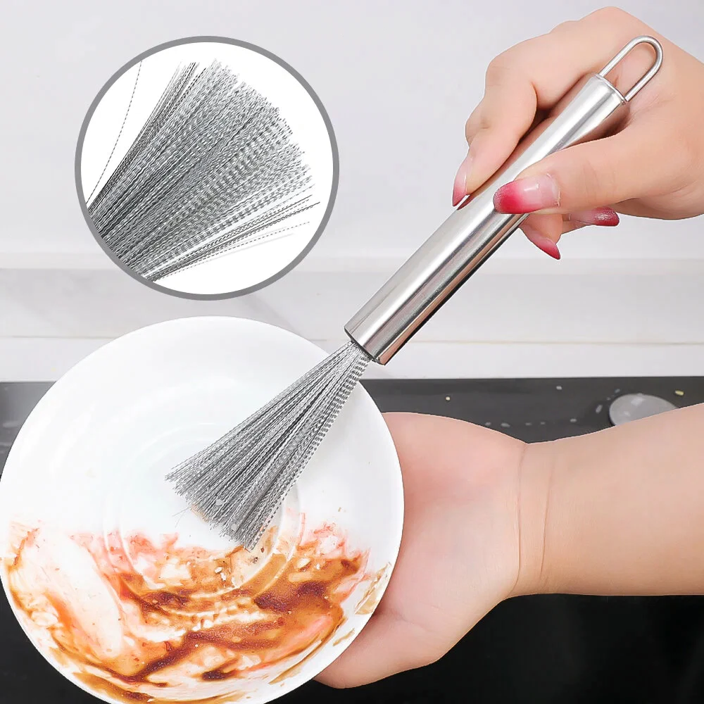 Chổi Cọ Chà Rửa Nồi, Chảo Inox Có Tay Cầm Không Rỉ Sét Giúp làm sạch vết bẩn cứng đầu