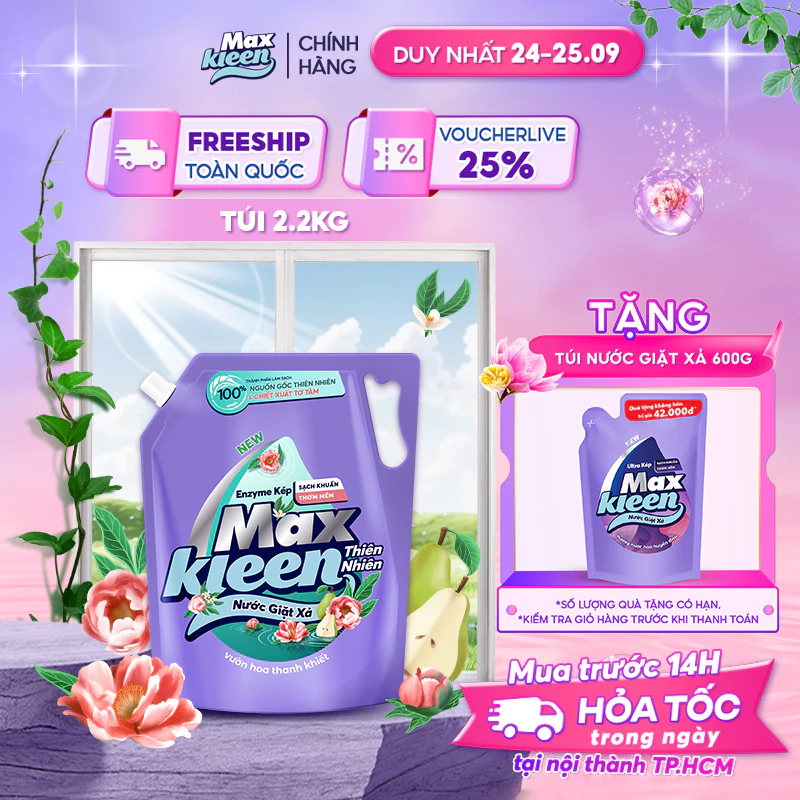 Nước Giặt Xả MaxKleen Thiên Nhiên 2.2kg