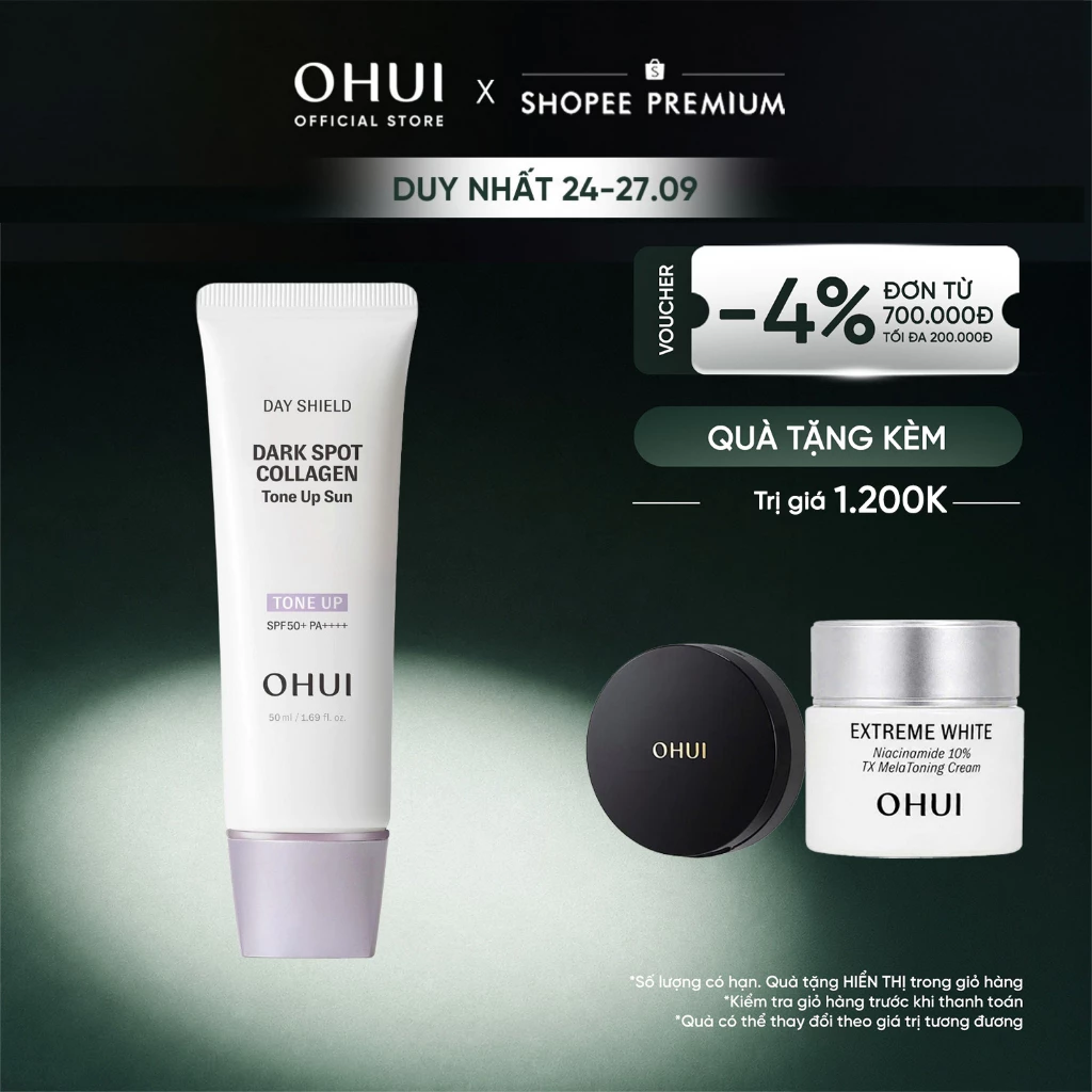 [OHUI Official] Kem chống nắng nâng tông che đốm thâm bổ sung Collagen Shield Dark Spot Collagen Tone Up Sun SPF50+ PA++