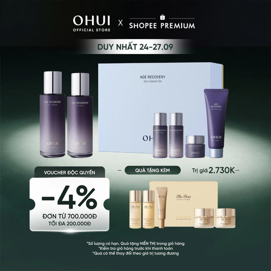 [OHUI Official] [ Limited Edition] Bộ phục hồi da lão hoá 6 món bổ sung baby collagen OHUI Age Recovery 8pcs Special Set