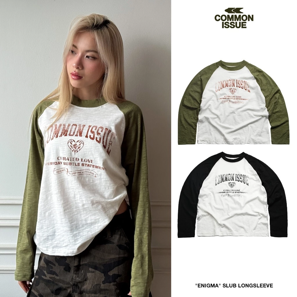 [DEAL MỞ BÁN 24.9] Áo Raglan Tay Dài Form Boxy "ENIGMA” Chất Vải Slub Mỏng 220gsm Unisex Nam Nữ | Common Issue