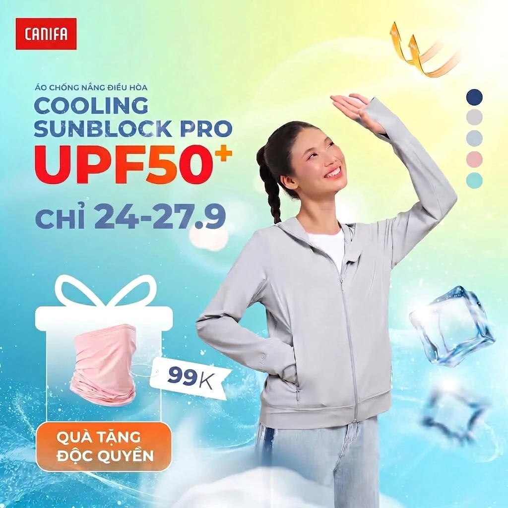 Áo chống nắng nữ CANIFA mát lạnh thoáng khí chống 98% UV bản cải tiến 2026 6OT26S002