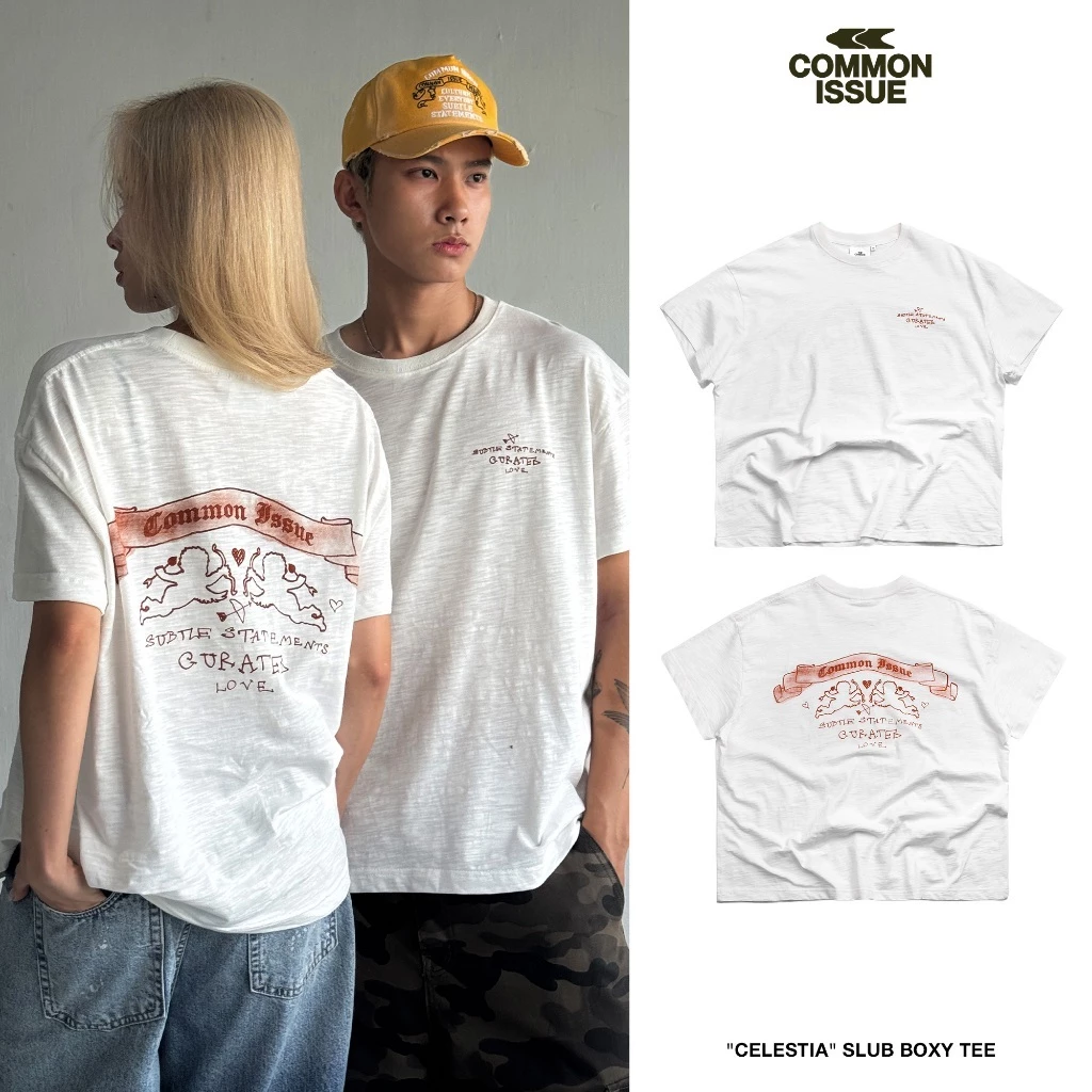[DEAL MỞ BÁN 24.9] Áo Thun Form Boxy "CELESTIA” Chất Vải Slub Mỏng 220gsm Unisex Nam Nữ | Common Issue