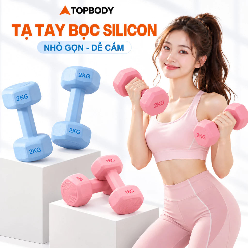Tạ Cầm Tay 1KG và 2KG, 1 Đôi Tạ Tập Tay Chuyên Tập Gym Yoga Pilates Thể Dục Tại Nhà TOPBODY TATAY01