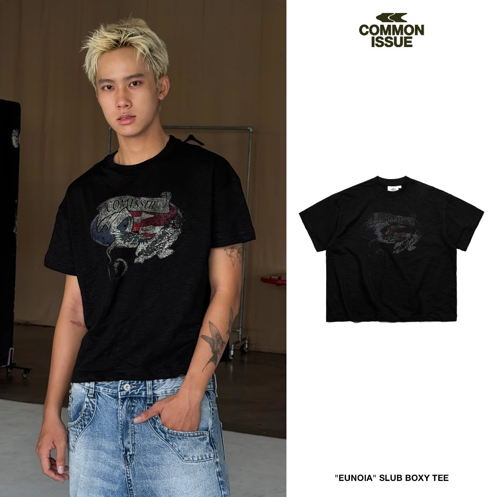 [DEAL MỞ BÁN 24.9] Áo Thun Form Boxy "EUNOIA” Chất Vải Slub Mỏng 220gsm Unisex Nam Nữ | Common Issue