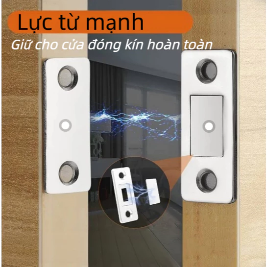 Nam châm gắn cửa lực hút siêu mạnh tự động hít giữ dán chốt tủ quần áo, ngăn kéo, cửa ra vào kèm keo 3M