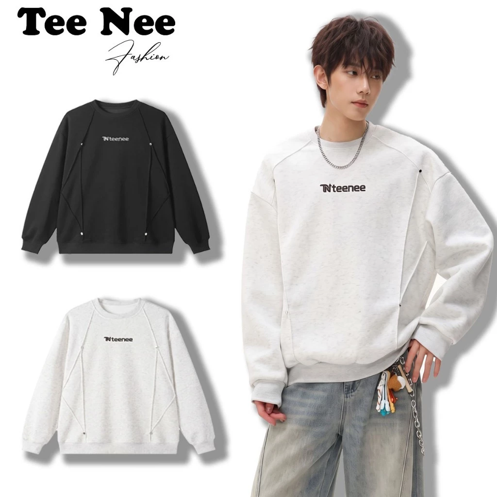 [DEAL Mở Bán] Áo Sweater Cổ Tròn Form Rộng Nỉ 2 Da Nam Nữ TeeNee, Áo Thêu Chữ Có Bo Gấu Thân Áo - ANBG1