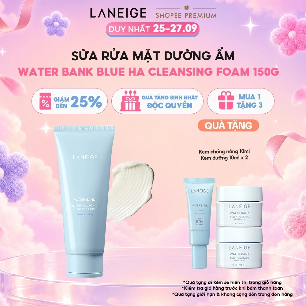 Sữa Rửa Mặt Dưỡng Ẩm Laneige Water Bank Blue HA Cleansing Foam 150g