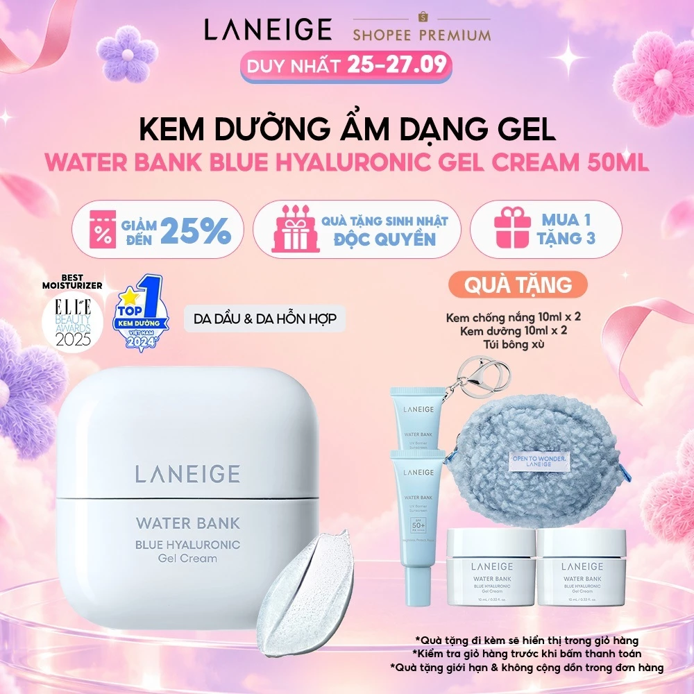 Kem Dưỡng Ẩm Phục Hồi & Cân Bằng Dầu Ẩm Laneige Water Bank Blue Hyaluronic Gel Cream 50ml (Da Dầu)
