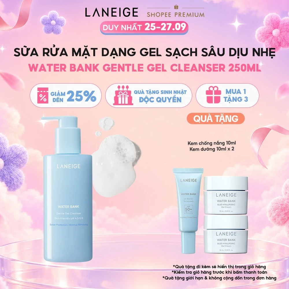 [MỚI] Sữa Rửa Mặt Dạng Gel Sạch Sâu Dịu Nhẹ Laneige Water Bank Gentle Gel Cleanser 250ml