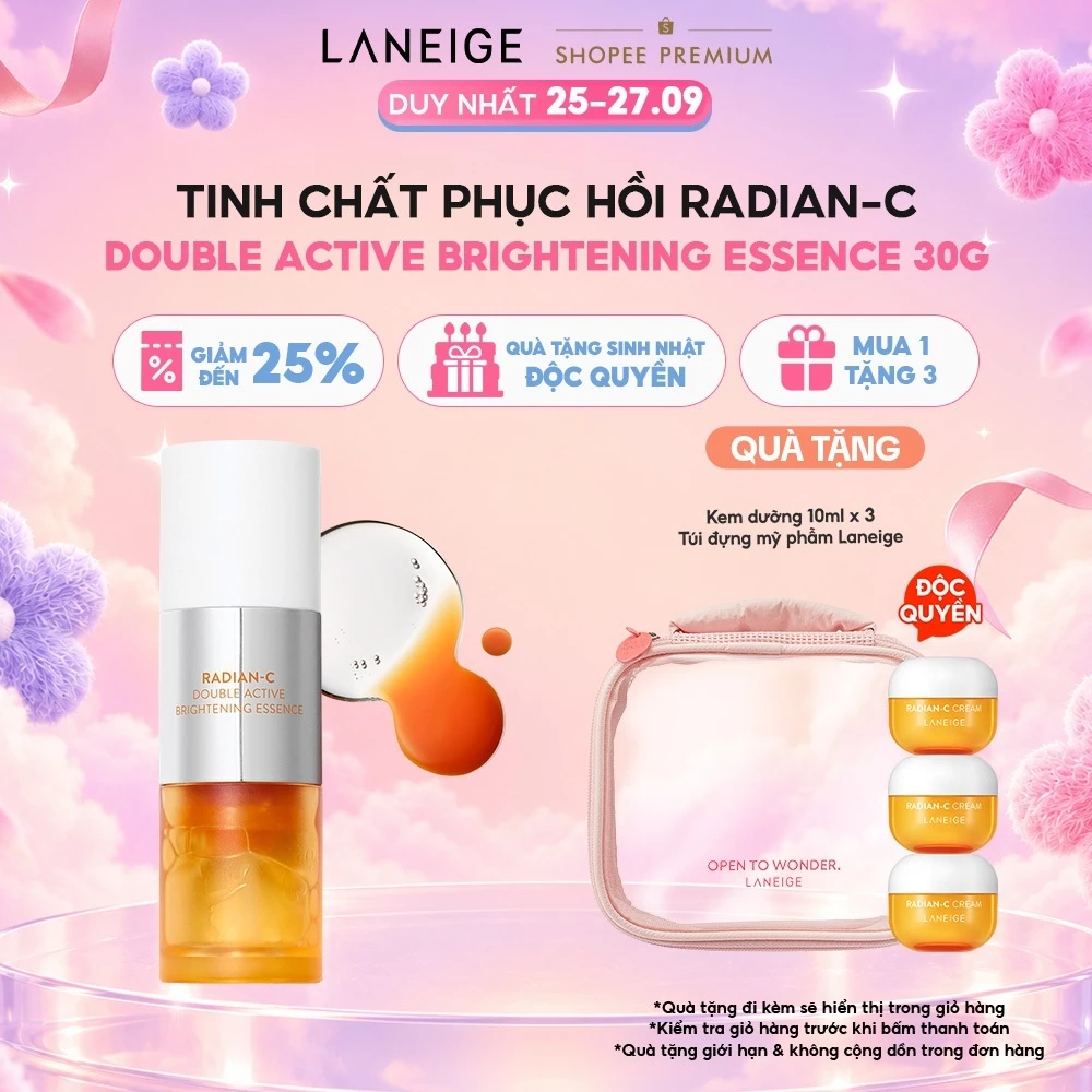 Tinh Chất Phục Hồi và Dưỡng Sáng Da Chuyên Sâu Laneige Radian-C Double Active Brightening Essence 30G