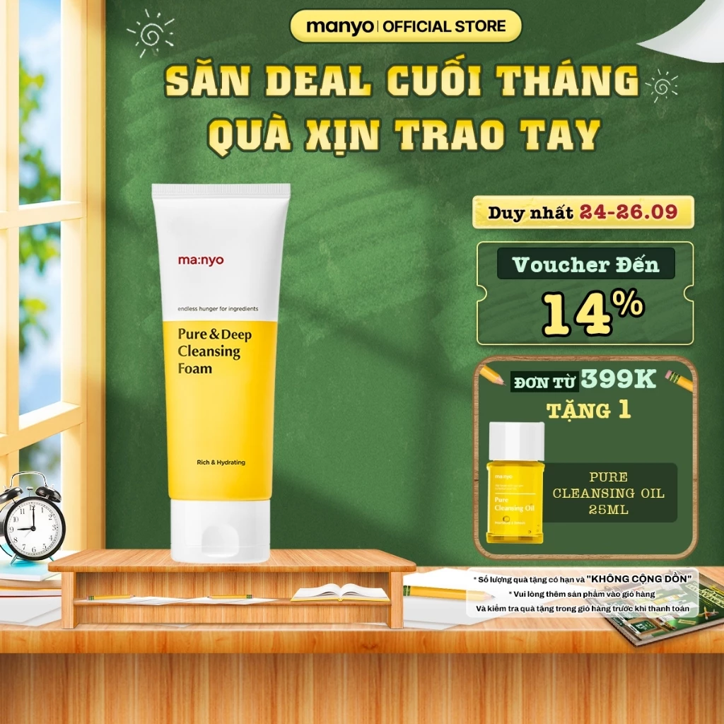 Sữa rửa mặt ma:nyo Pure&Deep Cleansing Foam 120ML/160ML sạch bã nhờn, thu nhỏ lỗ chân lông