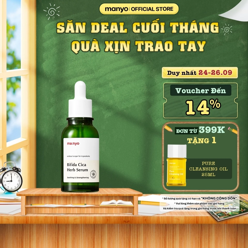 Tinh chất ma:nyo Bifida Cica Herb Serum 50ml cho da dầu mụn