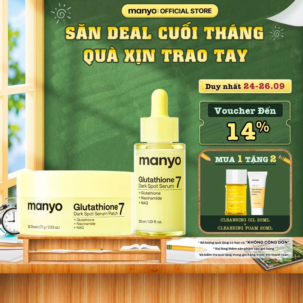 [Mới] Combo hỗ trợ mờ thâm nám 2 manyo Glutathione 7 Dark Spot Serum Patch & manyo Glutathione 7 Dark Spot Serum 30ml