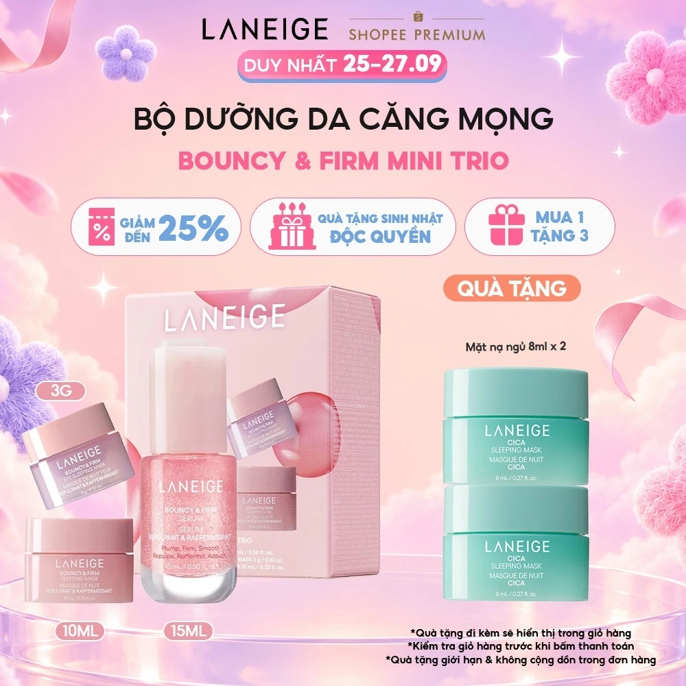 Set Dưỡng Da Căng Mọng Laneige Bouncy Mini Trio