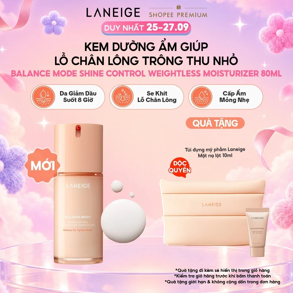 Kem Dưỡng Ẩm Mỏng Nhẹ Laneige Balance Mode Shine Control Weightless Moisturizer 80ml