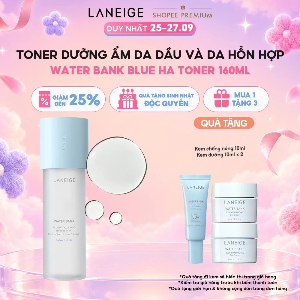 Nước Cân Bằng Dưỡng Ẩm Cho Da Dầu Laneige Water Bank Blue HA Toner 160ml