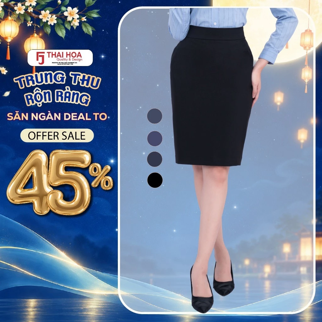 Chân váy dài nữ R01 Thái Hòa từ cotton mềm mại, vải trơn 1 lớp, nhiều màu sắc thanh lịch