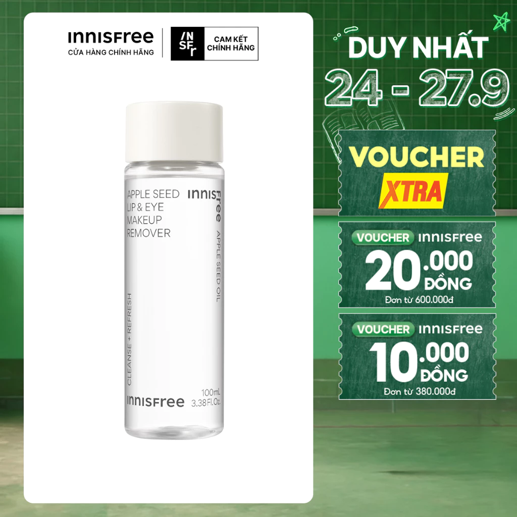 Dầu tẩy trang mắt và môi innisfree Apple Seed Lip & Eye Makeup Remover 100ml