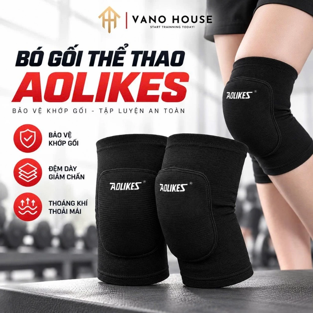 Bó Gối Thể Thao Bảo Vệ Đầu Gối Có Đệm Aolikes Hỗ Trợ Tập Yoga, Gym, Chơi Thể Thao AL0219