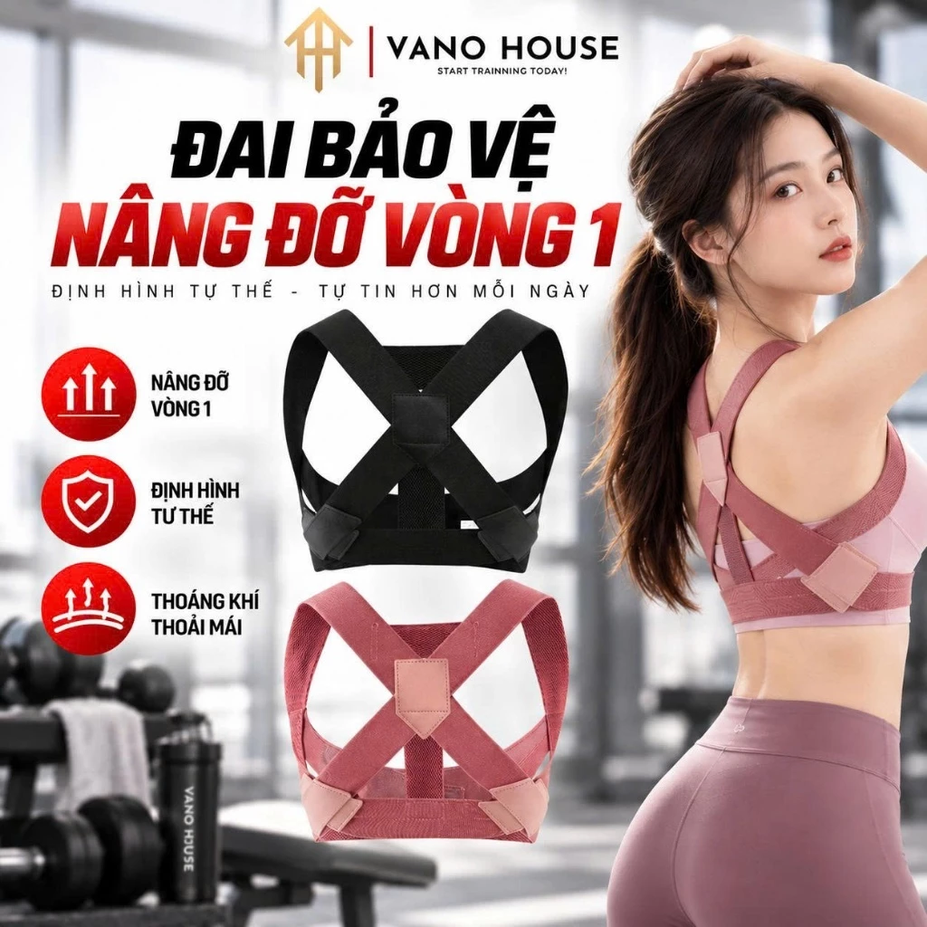 Đai bảo vệ vòng 1 HIFIT chống gù lưng, định hình và nâng đỡ ngực khi tập gym, yoga