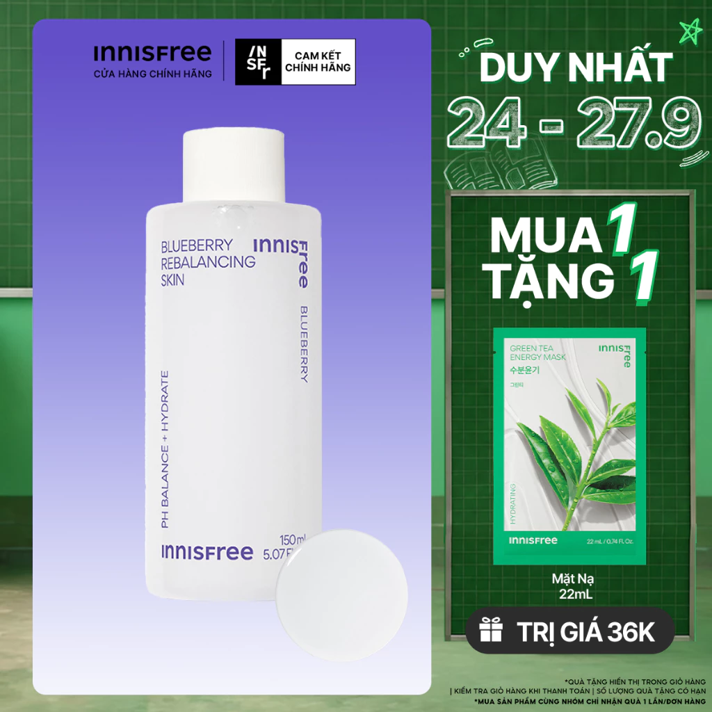 Nước cân bằng giữ ẩm da innisfree Blueberry Rebalancing Skin
