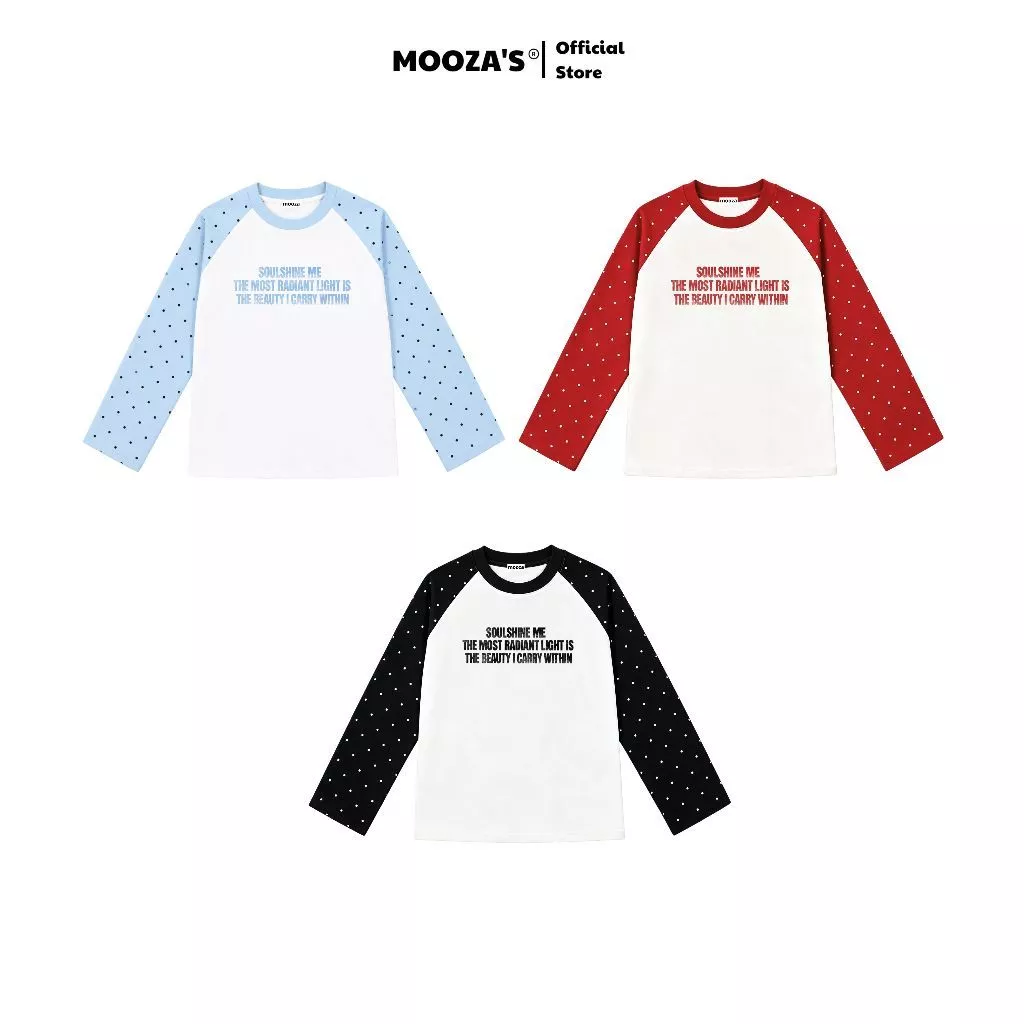 Áo Thun Dài Tay Raglan Chấm Bi Mooza Form Unisex Nam Nữ Phong Cách Năng Động - SOULSHINE ME
