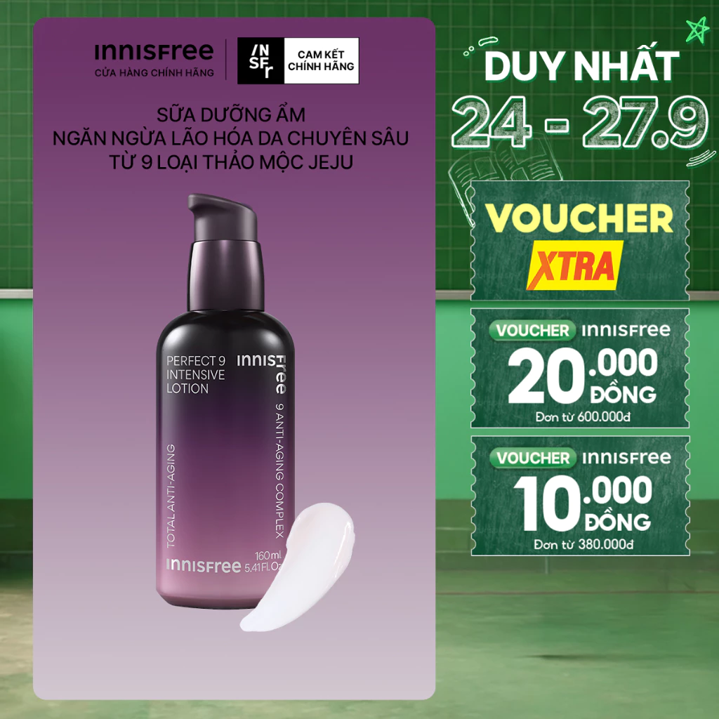 Sữa dưỡng ẩm ngăn ngừa lão hóa da chuyên sâu INNISFREE Perfect 9 Repair Lotion 160ml