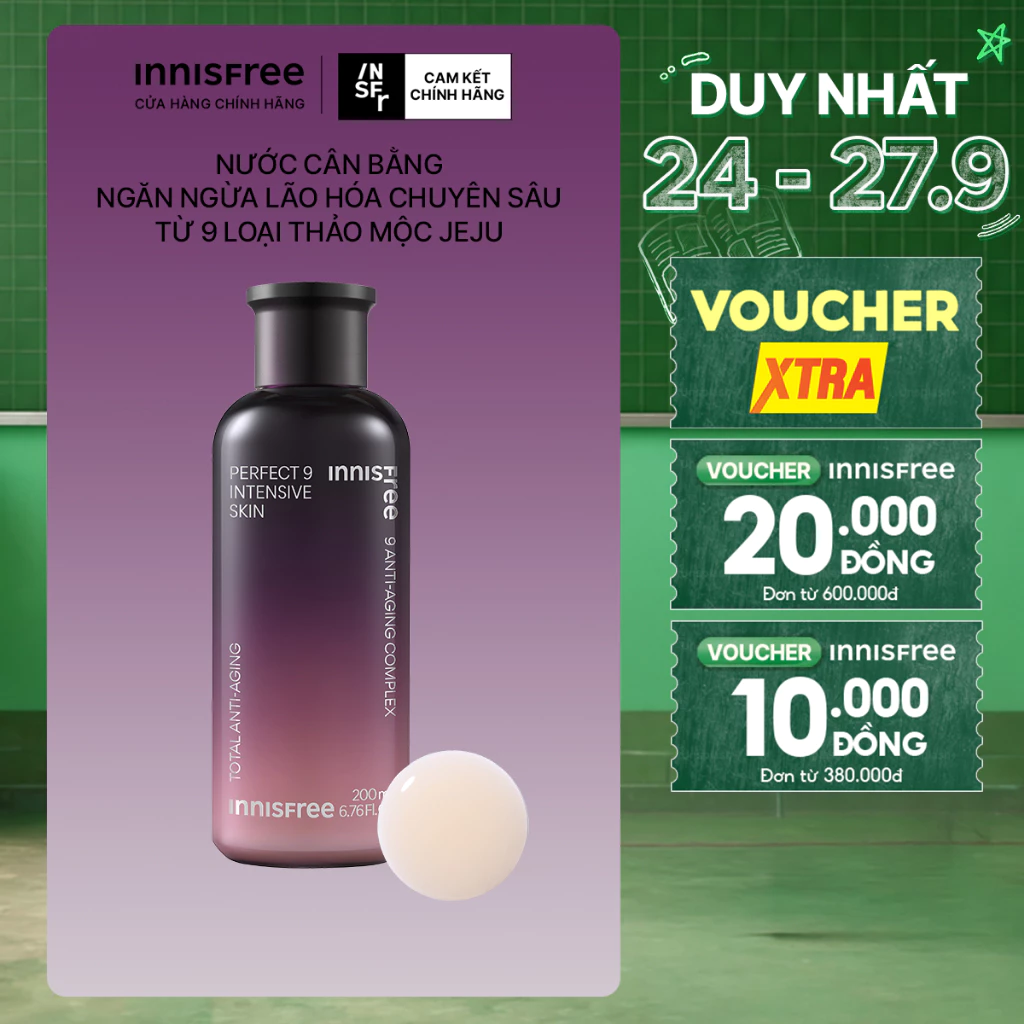 Nước cân bằng ngăn ngừa lão hóa chuyên sâu INNISFREE Perfect 9 Intensive Skin 200 ML