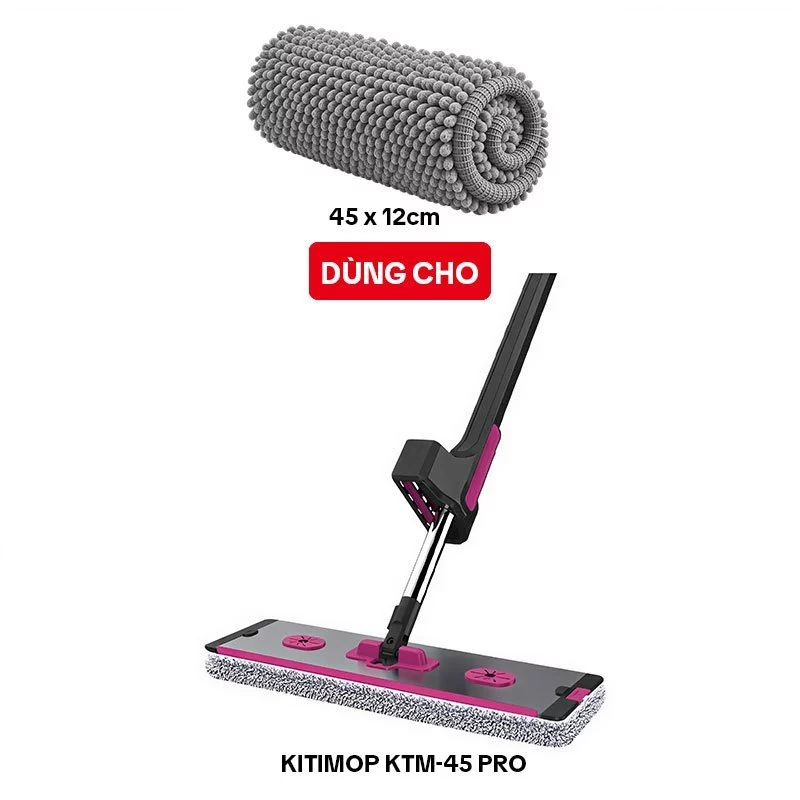 [SỢI NGẮN] Bông Lau Nhà Thay Thế KITIMOP KTM-45 PRO-1, Dùng Cho Cây Lau Nhà Tự Vắt KITIMOP KTM-45 PRO
