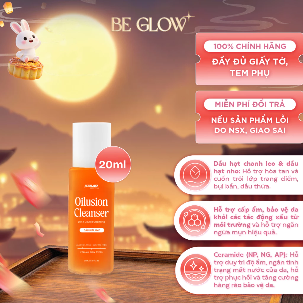 Dầu Rửa Mặt 2-IN-1 Double Cleansing INOLAB DERMA Oilusion Cleanser 20ml