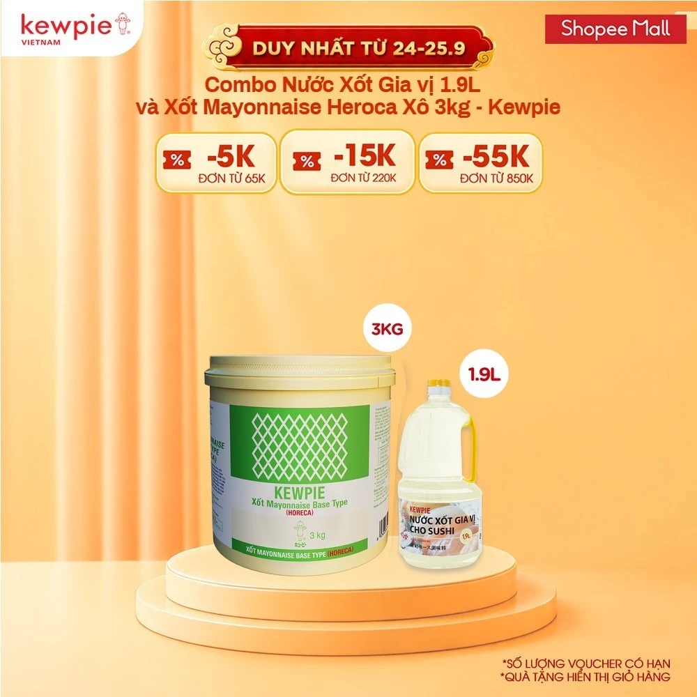 Combo Nước Xốt Gia vị 1.9L và Xốt Mayonnaise Xô 3kg - Kewpie
