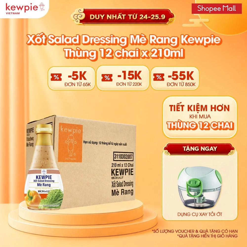Thùng 12 chai xốt Salad Dressing Mè Rang Kewpie 210ml