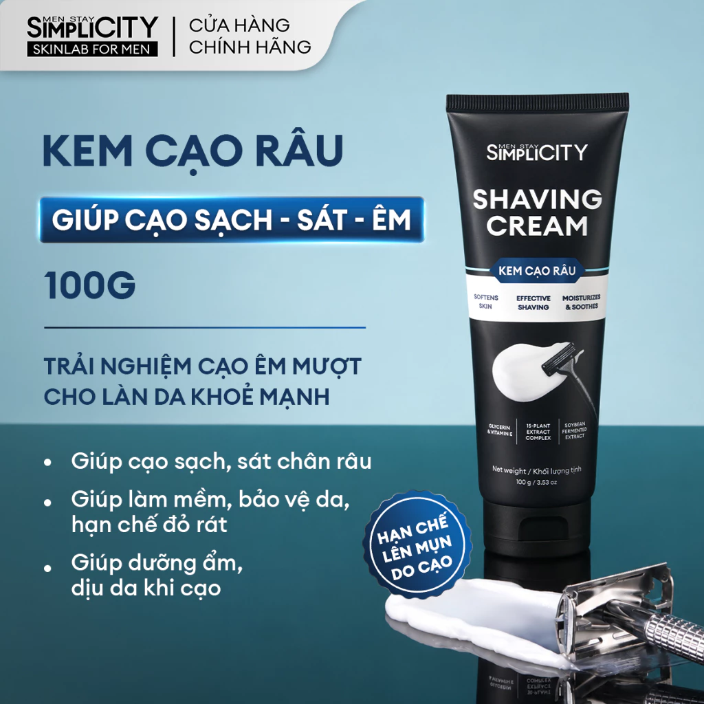 Kem cạo râu Men Stay Simplicity Shaving Cream 100g