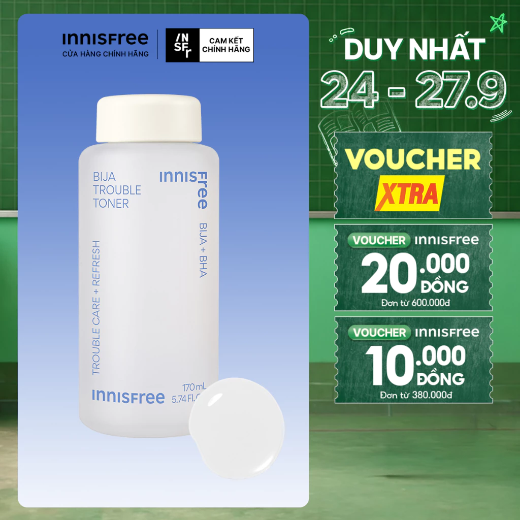 Nước cân bằng dành cho da mụn Innisfree Bija Trouble Toner 170ml