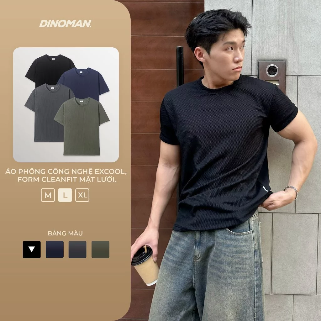 Áo Phông Công Nghệ Excool DINOMAN Form Cleanfit Mặt Lưới Thoáng Khí Nhẹ Chống Nhăn AP017