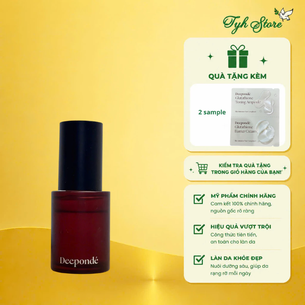 Serum Hỗ Trợ Dưỡng Trắng Phục Hồi Trẻ Hóa Và Thu Nhỏ Lỗ Chân Lông Deepondé Glutathione Toning Ampoule 30ml