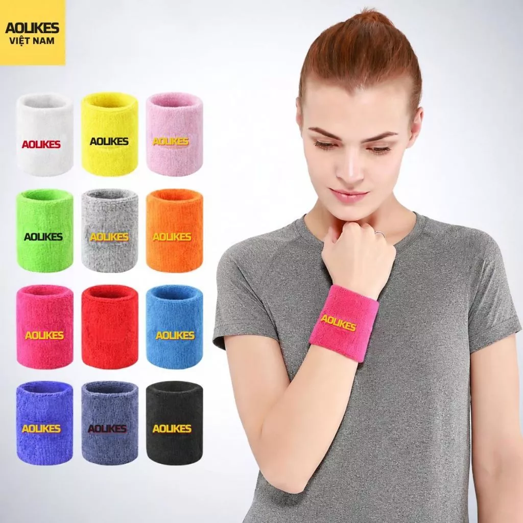 Băng Đô Đeo Cổ Tay Chặn Mồ Hôi AOLIKES 0235 Thấm Hút Mồ Hôi Co Giãn Êm Mịn Cho Gym Tennis Cầu Lông Chạy Bộ Bóng Rổ