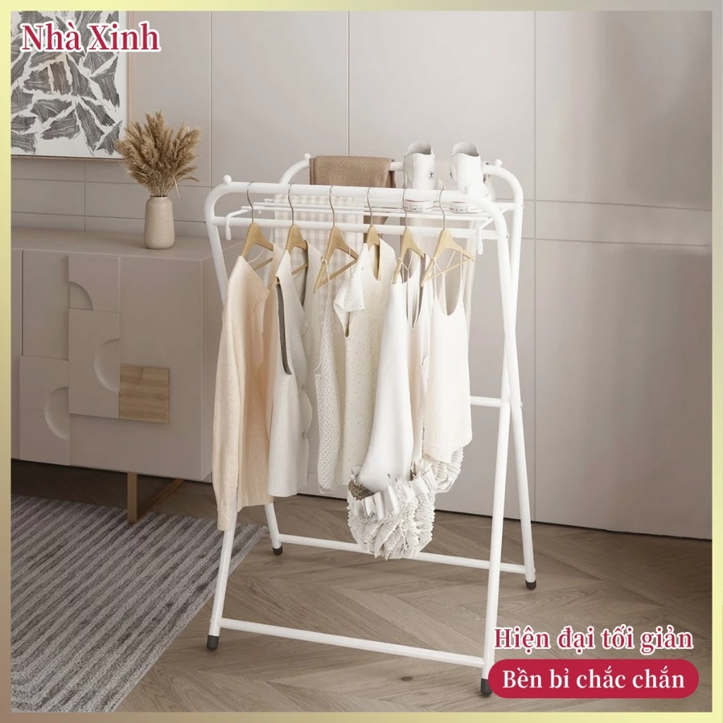 Giàn Phơi Quần Áo Đa Năng Gấp Gọn Khung Chữ X Chống Gỉ Cho Mọi Gia Đình Căn Hộ Phong Cách Hàn Quốc Cao Cấp