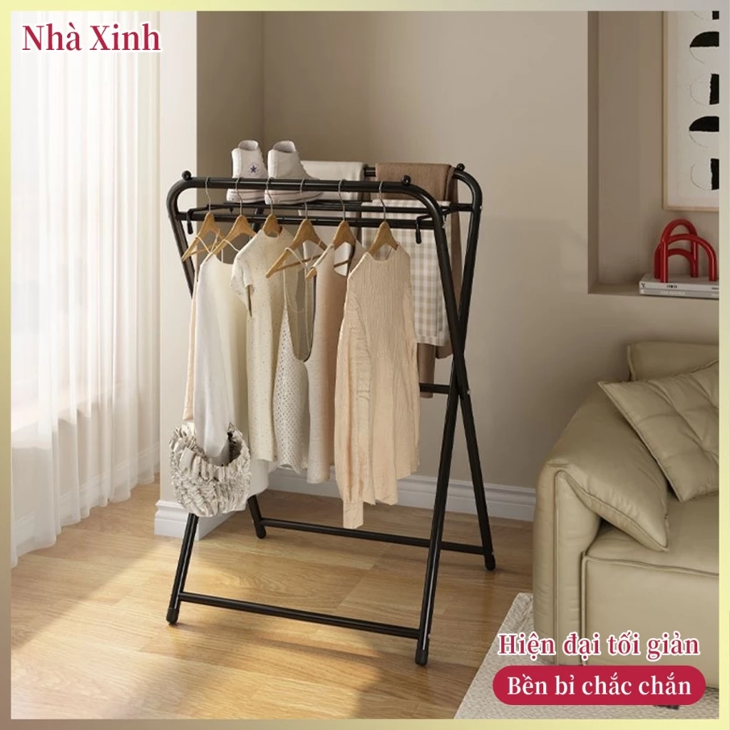 【MUA 1 TẶNG 1】Giàn Phơi Đồ Nhiều Tầng Ống Kim Loại Dày Dặn Chịu Lực Phơi Trong Nhà Ban Công Chính Hãng Hot Trend 2026
