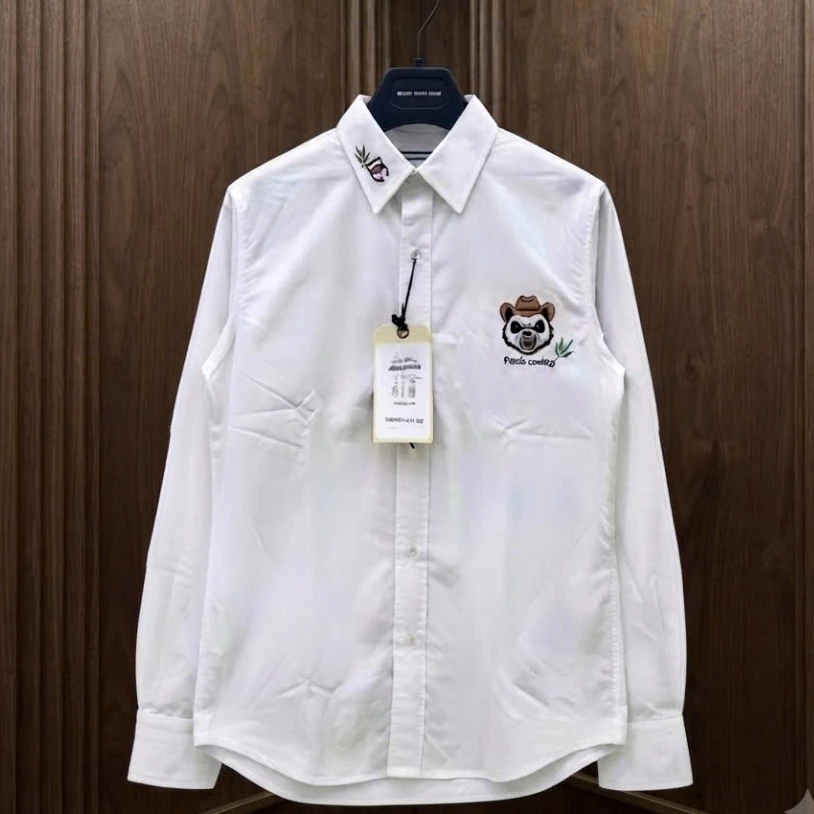 áo somi Trắng Nam Nữ Basic Dsqua$red2 panda lá tre  Cổ Phối Vẩy Sơn Cao Cấp Trendy Siêu Nét Boy Phố