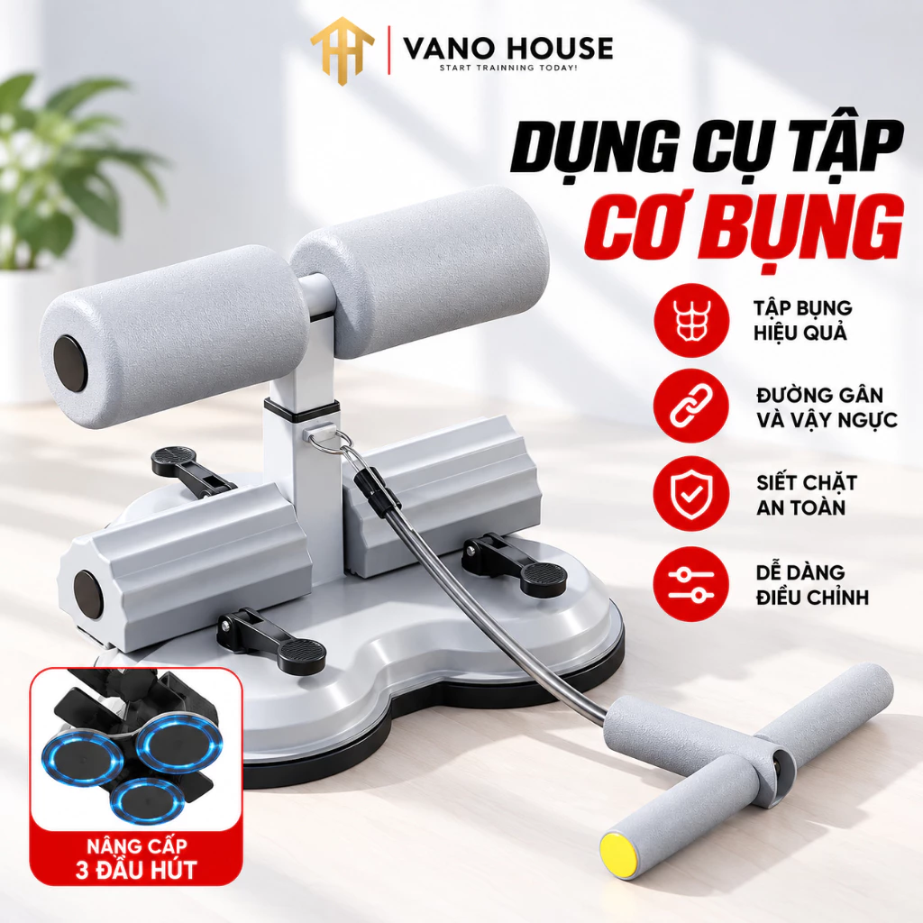Dụng Cụ Gập Bụng 2 Trong 1 Có Dây Kháng Lực - Hỗ Trợ Tập Luyện Cơ Bụng, Tay, Eo Tại Nhà