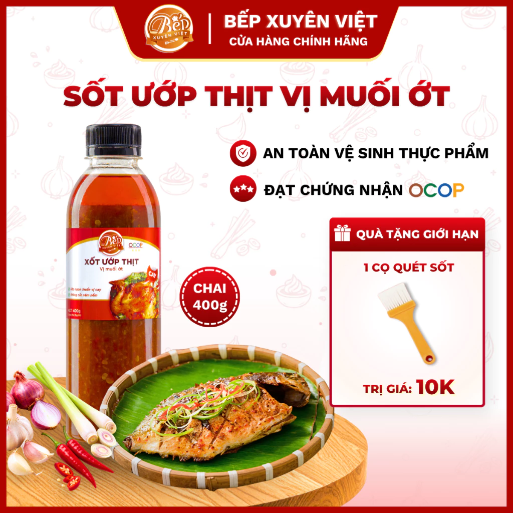 [HỎA TỐC] Sốt Nướng Muối Ớt cho gà nướng, hải sản, heo Bếp Xuyên Việt 400g cho 2kg,xốt nướng muối ớt