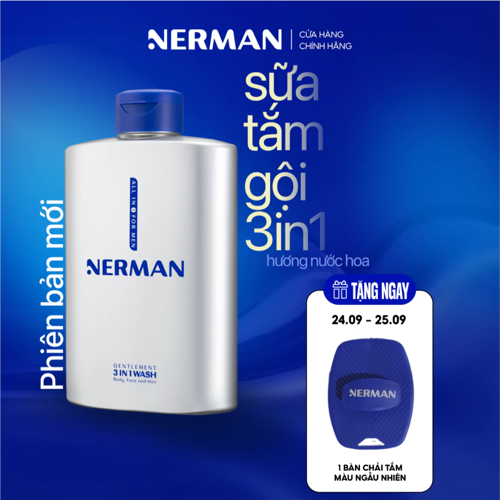 Sữa tắm gội nam giới hương nước hoa Gentleman 3 in 1 Nerman 350ml