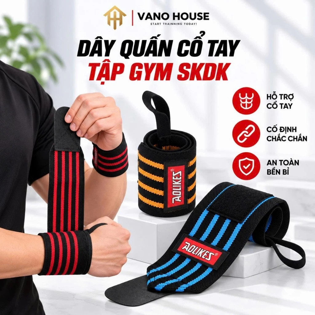 Dây Quấn Cổ Tay Tập Gym, Cuốn Bảo Vệ Cổ Tay Tập Gym Thể Hình Tập Tạ Aolikes AL1538