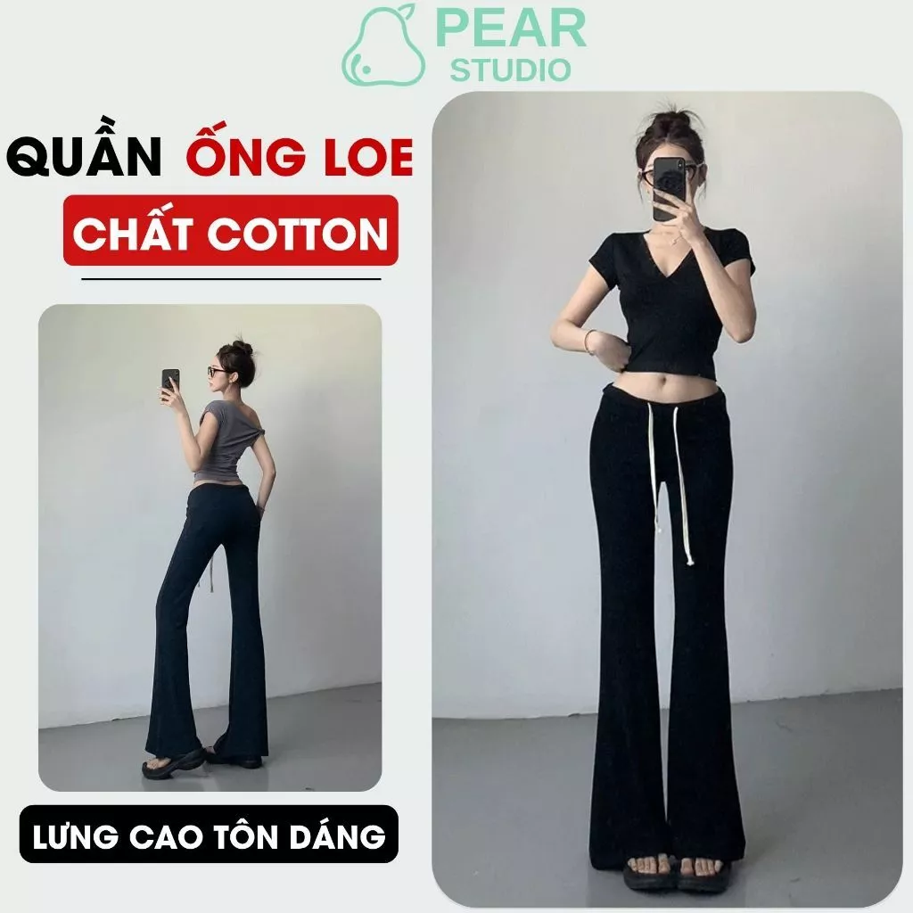 [ BST THU ĐÔNG ] Quần Ống Loe Cạp Cao Che Khuyết Điểm Tốt, Quần Suông Nữ Ống Rộng Lưng Thun Ôm Dáng Q08