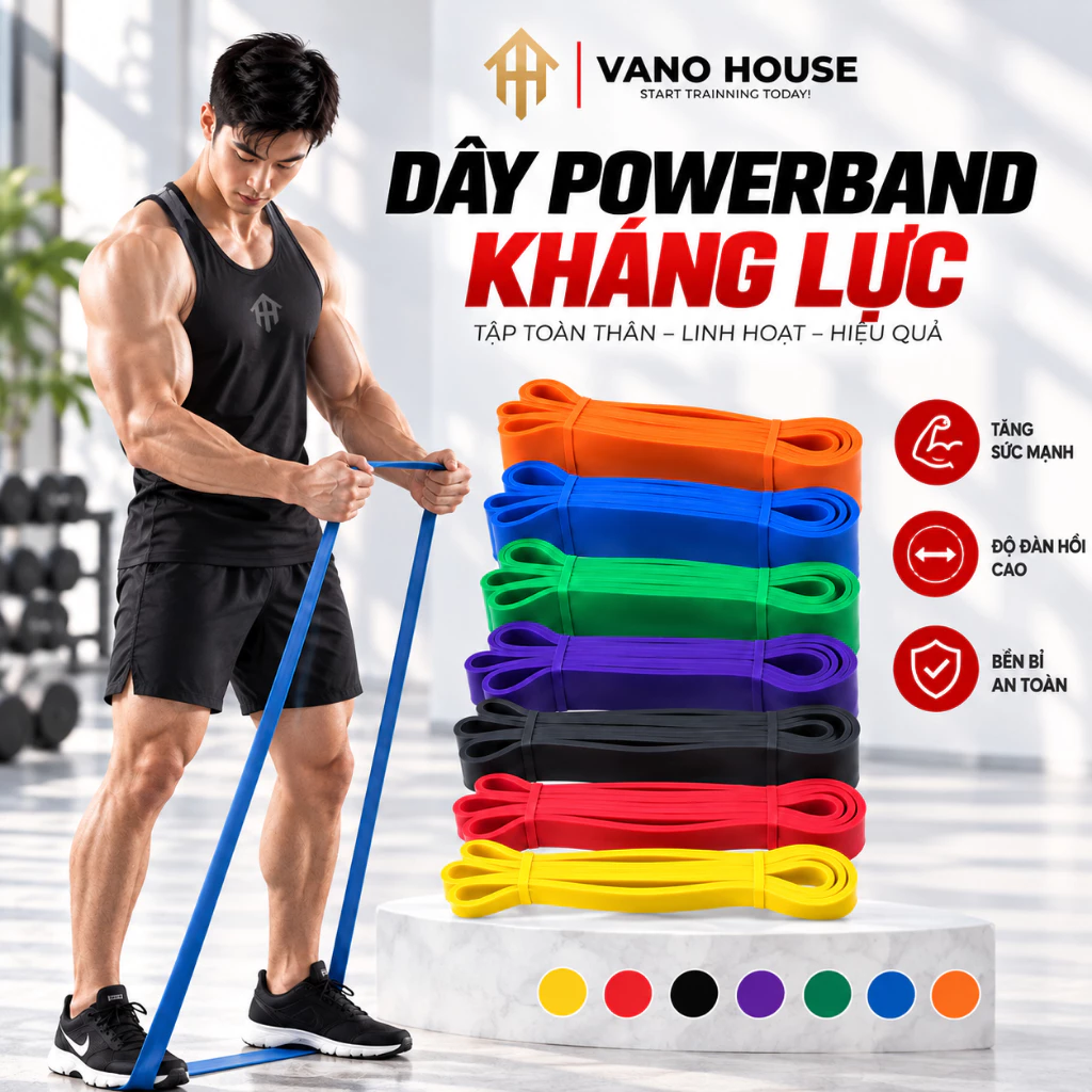 Dây Kháng Lực Power Band Tập Gym Đa Năng, Trợ Lực Kéo Xà, Tập Tay Chân Toàn Thân